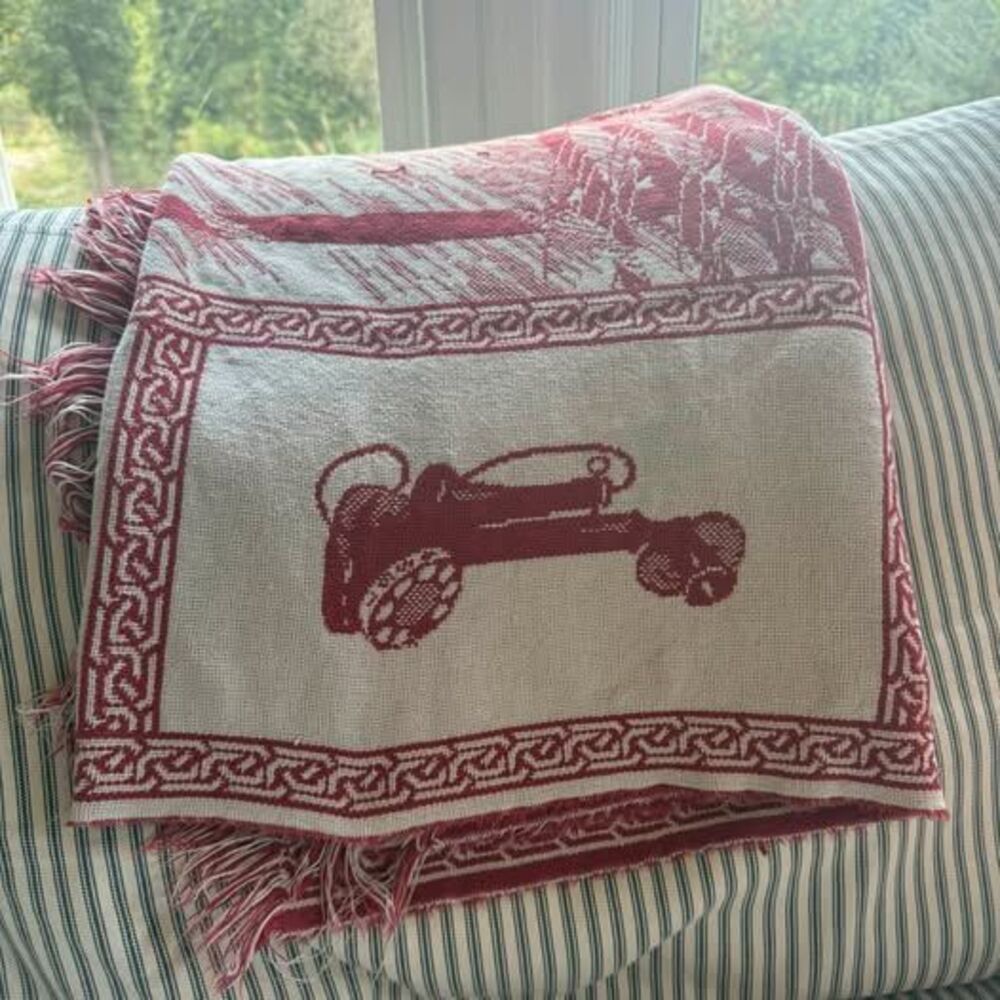 Vintage Goodwin Weavers Telephone Woven Tapestry Throw Blanket
